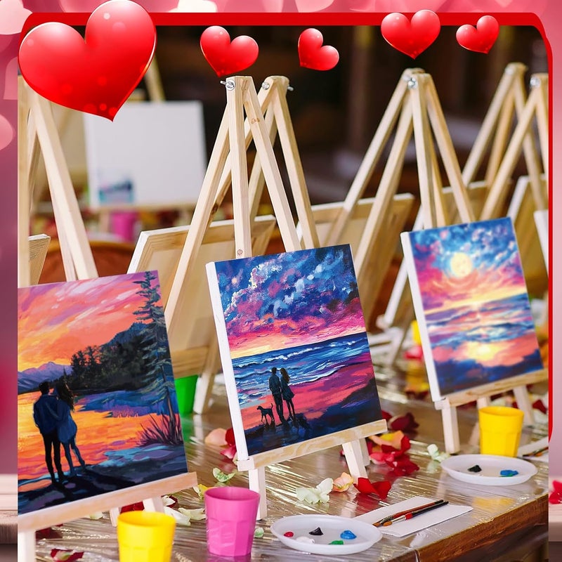 Affrolling 12 Pcs Pre Drawn Canvas for Painting for Adults 8 x 8 Inch Canvas Painting Kits Stretched with Drawing Ready to Paint Beginner Artists Date Night Party Supplies (Couples) - Image 4